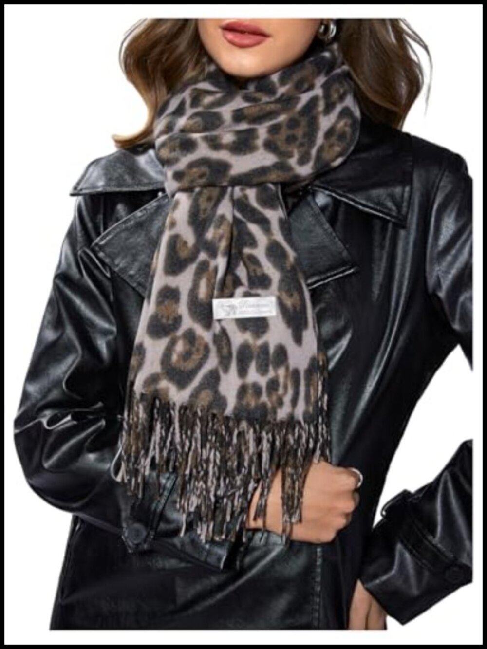 Leopard Fringe Lightweight Shawl Wrap Scarf